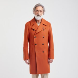 Raffinato cappotto doppiopetto in lana vergine, 100% made in Italy