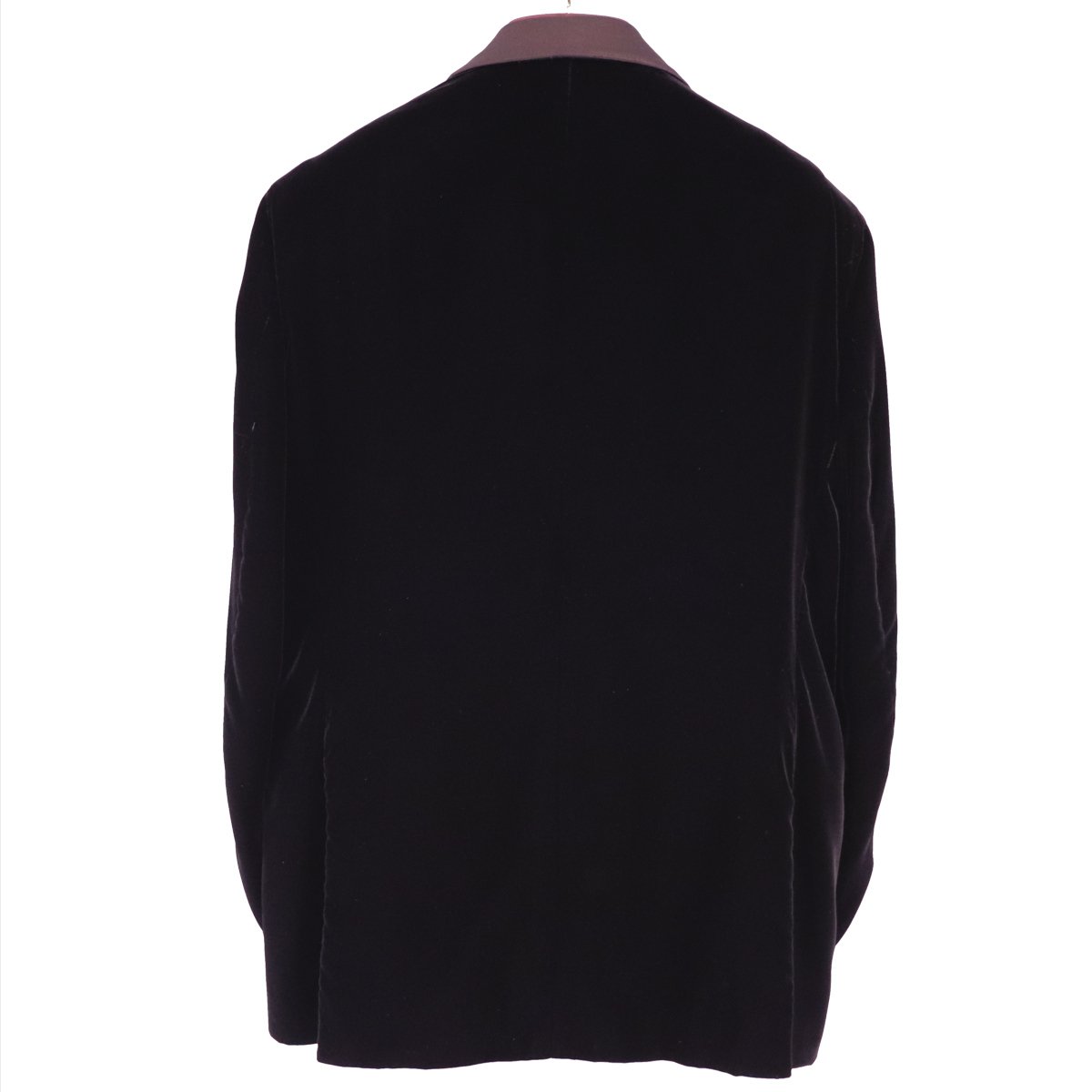 Blazer in velluto nero, revers sciallato in seta e fodera in seta rossa, realizzato a mano in Italia - immagine 3